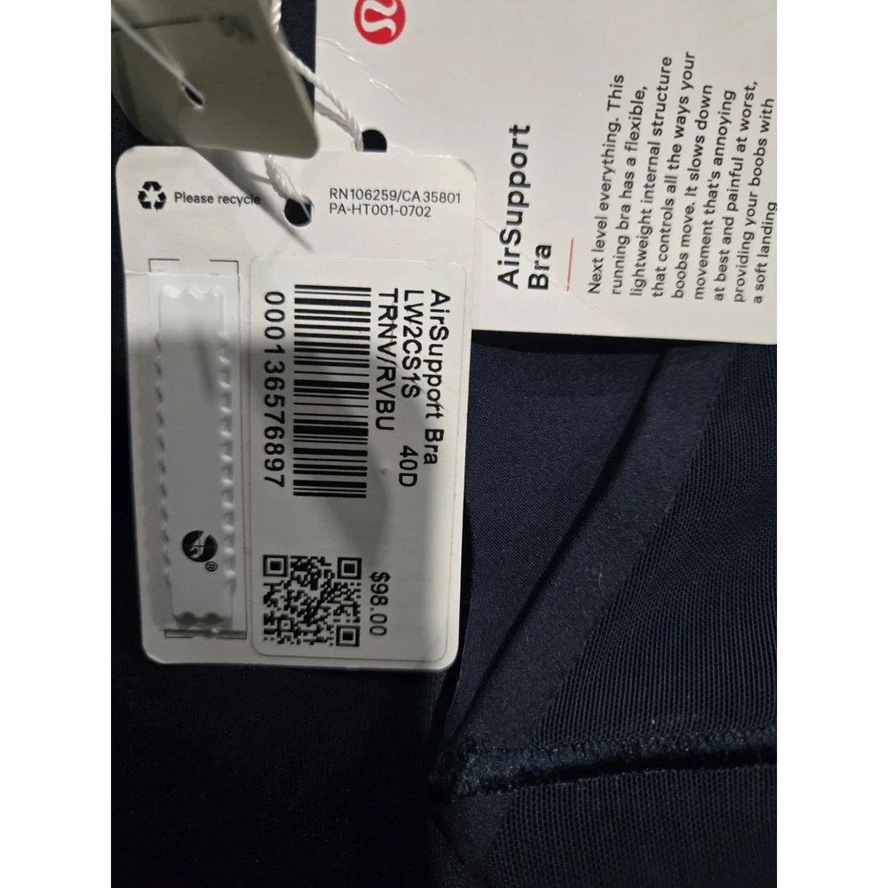 NWT Lululemon Air Support Workout Running Lightweight Sports Bra 40D MSRP$98